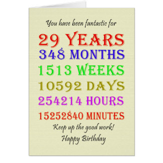 29th Birthday Milestones Cards