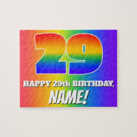 29th Birthday — Multicolored Rainbow Pattern “29”