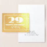 [ Thumbnail: 29th Birthday: Name + Art Deco Inspired Look "29" Foil Card ]