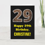 [ Thumbnail: 29th Birthday: Name, Faux Wood Grain Pattern "29" Card ]