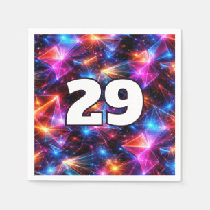 29th Birthday Neon Polygon Abstract Napkins