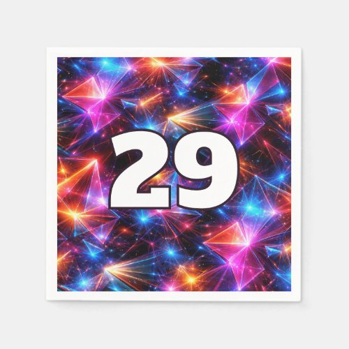 29th Birthday Neon Polygon Abstract  Napkins