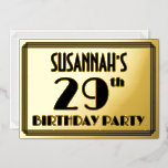 [ Thumbnail: 29th Birthday Party — Art Deco Look “29” + Name Invitation ]