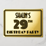 [ Thumbnail: 29th Birthday Party — Art Deco Style “29” & Name Invitation ]