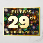 [ Thumbnail: 29th Birthday Party: Bold, Colorful Fireworks Look Postcard ]
