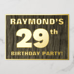 [ Thumbnail: 29th Birthday Party: Bold, Faux Wood Grain Pattern Invitation ]