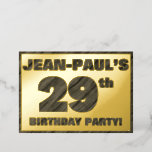 [ Thumbnail: 29th Birthday Party — Bold, Faux Wood Grain Text Invitation ]