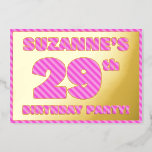 [ Thumbnail: 29th Birthday Party — Bold, Fun, Pink Stripes # 29 Invitation ]