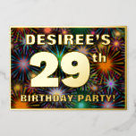 [ Thumbnail: 29th Birthday Party — Fun, Colorful Fireworks Look Invitation ]