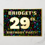 [ Thumbnail: 29th Birthday Party — Fun, Colorful Music Symbols Invitation ]