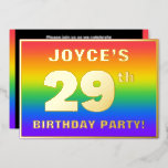 [ Thumbnail: 29th Birthday Party: Fun, Colorful Rainbow Pattern Invitation ]