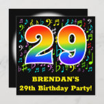 [ Thumbnail: 29th Birthday Party: Fun Music Symbols, Rainbow 29 Invitation ]