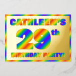 [ Thumbnail: 29th Birthday Party — Fun, Rainbow Spectrum “29” Invitation ]