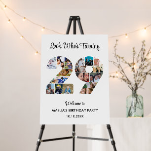 29th Birthday Party Number 29 Photo Collage Foam Board