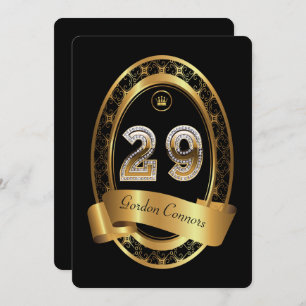 29th,birthday party woman man,elegant color invitation