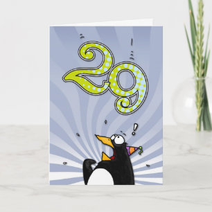 29th Birthday - Penguin Surprise Card