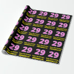 [ Thumbnail: 29th Birthday: Pink Stripes and Hearts "29" + Name Wrapping Paper ]
