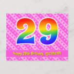 [ Thumbnail: 29th Birthday: Pink Stripes & Hearts, Rainbow 29 Postcard ]