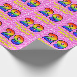 [ Thumbnail: 29th Birthday: Pink Stripes & Hearts, Rainbow # 29 Wrapping Paper ]