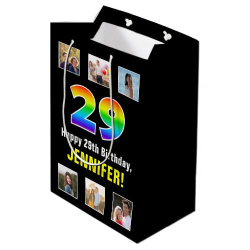 29th Birthday Rainbow âœ29âœ Custom Photos  Name Medium Gift Bag