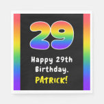 [ Thumbnail: 29th Birthday: Rainbow Spectrum # 29, Custom Name Napkins ]