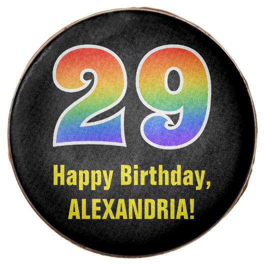 29th Birthday - Rainbow Spectrum Pattern Number 29 Chocolate Covered Oreo (Front)