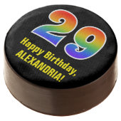 29th Birthday - Rainbow Spectrum Pattern Number 29 Chocolate Covered Oreo (Angled)