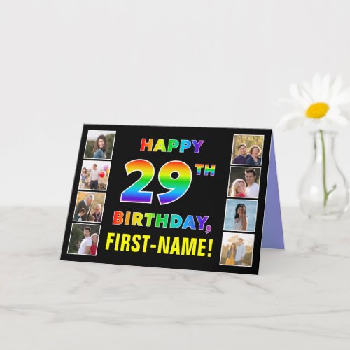 29th Birthday: Rainbow Text, Custom Photos & Name