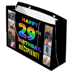 [ Thumbnail: 29th Birthday: Rainbow Text, Custom Photos & Name Gift Bag ]