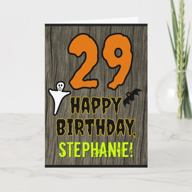 29th Birthday: Spooky Halloween Theme, Custom Name Card (Front)