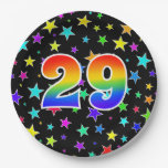 [ Thumbnail: 29th Event: Bold, Fun, Colorful Rainbow 29 Paper Plates ]