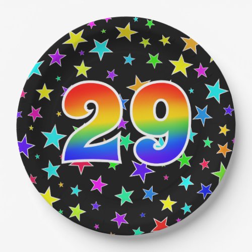 29th Event Bold Fun Colorful Rainbow 29 Paper Plates