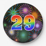 [ Thumbnail: 29th Event - Fun, Colorful, Bold, Rainbow 29 Paper Plates ]
