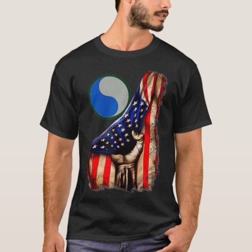 29th Infantry Division American Flag Zip  T_Shirt