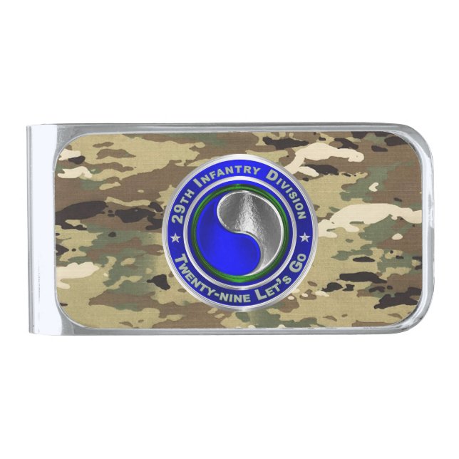 29th Infantry Division Veteran Silver Finish Money Clip (Front)