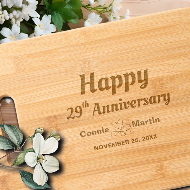 29th Wedding Anniversary Elegant Engraved Cutting Board (Creator Uploaded)