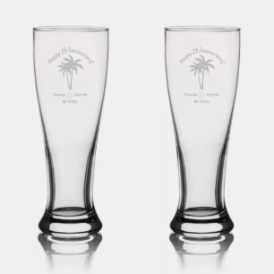 29th Wedding Anniversary Palm Trees Pilsner Glass