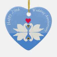 29th Wedding Anniversary Swan Heart
