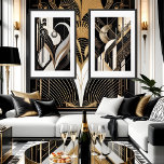 2 1920s Art deco prints framed wall art sets<br><div class="desc">2 1920s Art deco print. A striking composition of bold,  intersecting geometric shapes,  metallic accents,  and sleek black and white hues,  juxtaposed in a dynamic,  modernist arrangement,  with sharp,  geometric lines,  contrasting shapes,  and a sense of dynamic tension.</div>