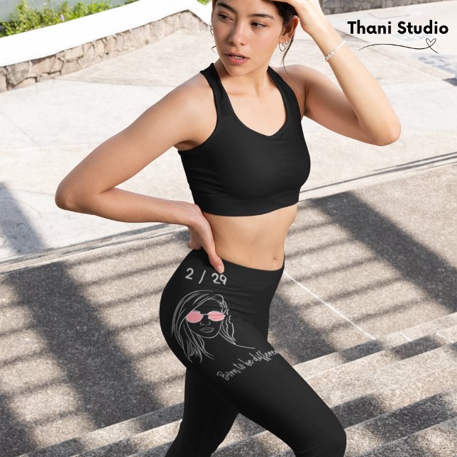 2 / 29 Born to be Different Leap Year Birthday Leggings (Creator Uploaded)