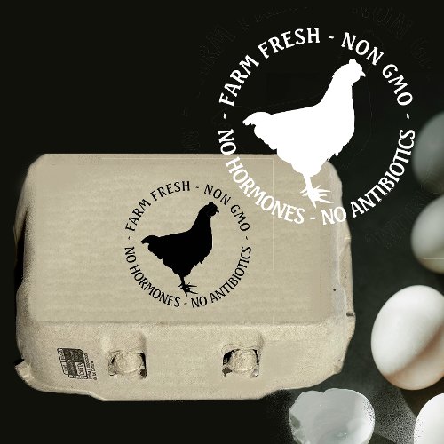 2__25 Egg carton FRESH _NON GMO _ no hormones  Rubber Stamp