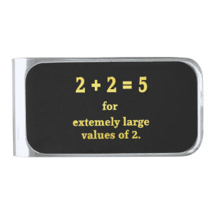 2 + 2 = 5  Funny Math Joke Silver Finish Money Clip