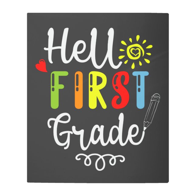 2/2- Hello First Grade Shirt, First Grade Students Metal Print (Front)