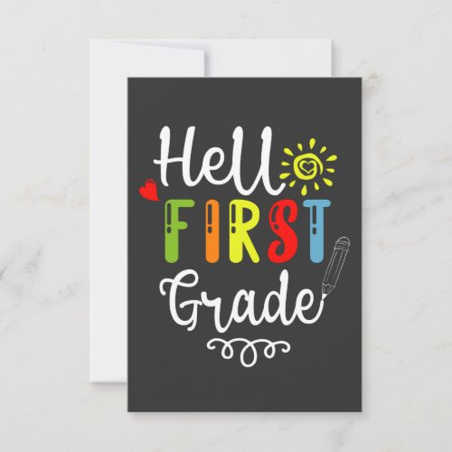 22_ Hello First Grade Shirt First Grade Students Thank You Card