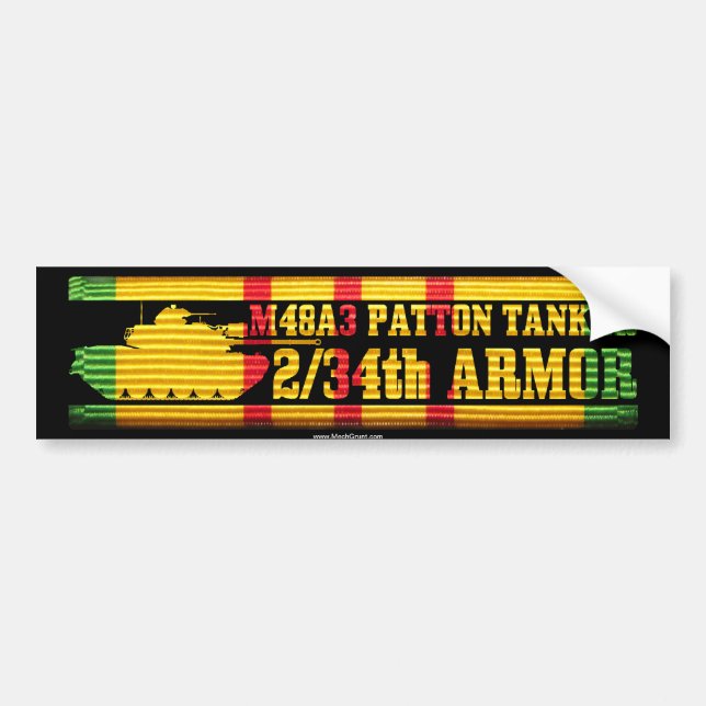 2/34th Armor M48A3 Patton Tanker Bumper Sticker (Front)