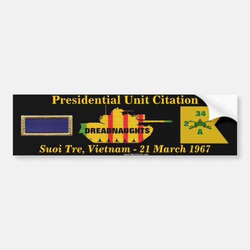 234th Armor Presidential Unit Citation _ Suoi Tre Bumper Sticker