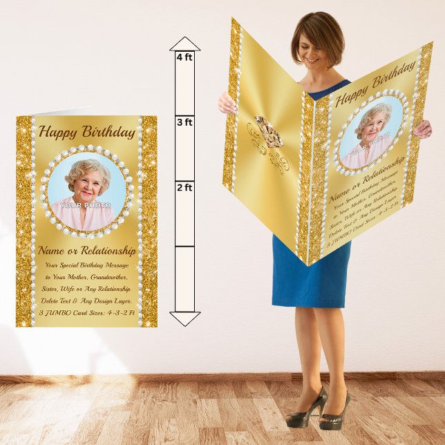 2, 3, 4 ft, PHOTO EXTRA, LARGE 80th Birthday Cards (Large 80th Birthday Cards for Mum / Mom, Grandma, Sister, Wife and Friend.  80th Birthday for Her.)