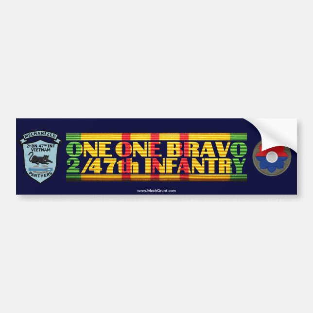2/47th Inf. 11 Bravo Patches Vietnam Sticker (Front)