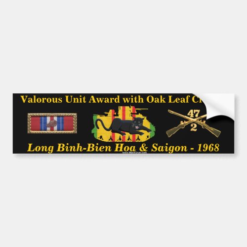 247th Valorous Unit Award with Oak Leaf Cluster Bumper Sticker