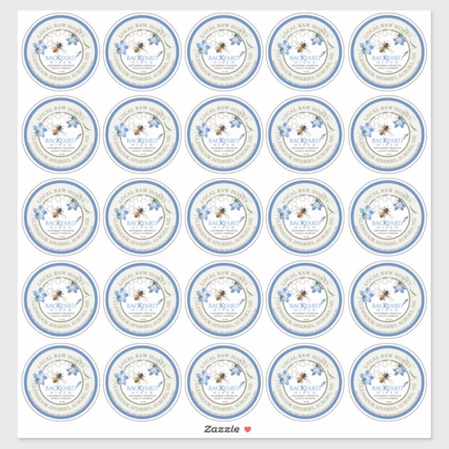 2.5" Backyard Hive Apiary Hand-bottled Raw Honey Sticker (Sheet)